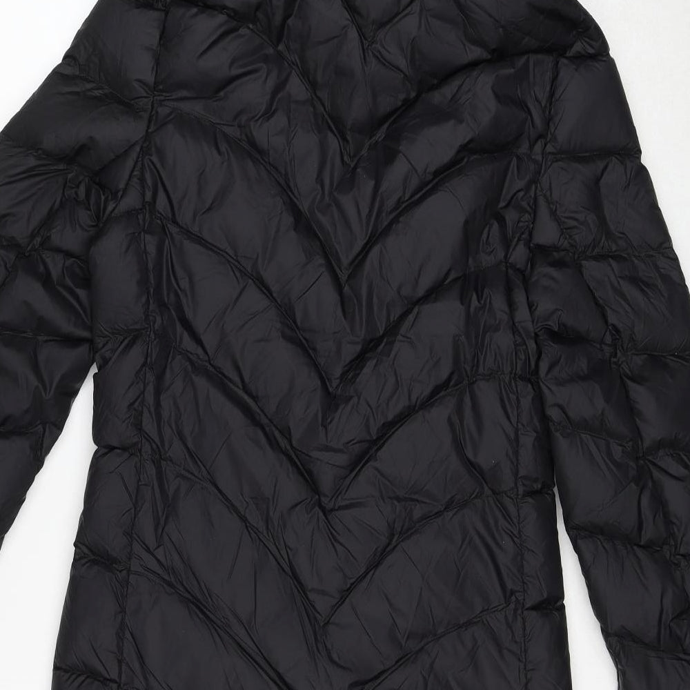 Marks and Spencer Womens Black Quilted Coat Size 6 Zip