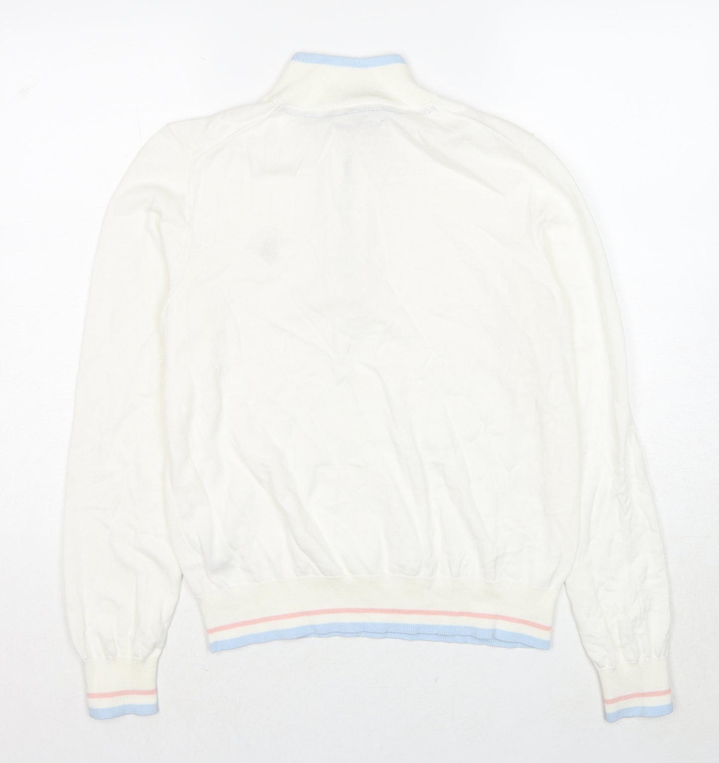 US Polo Assn. Womens White High Neck Cotton Pullover Jumper Size 14