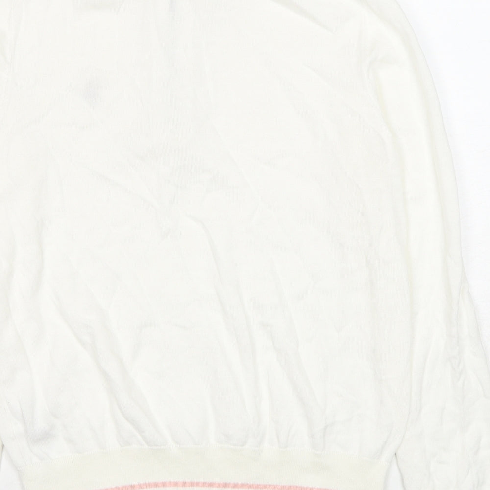 US Polo Assn. Womens White High Neck Cotton Pullover Jumper Size 14