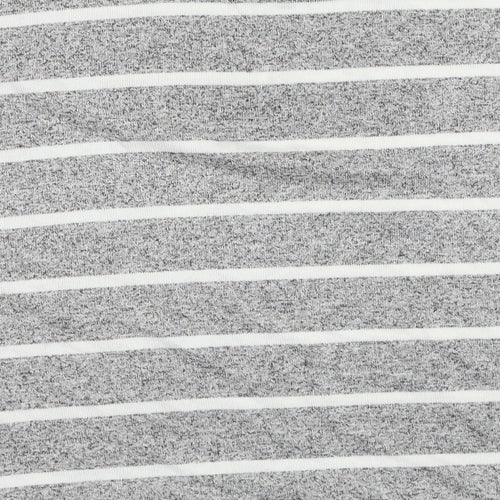 Marks and Spencer Womens Grey High Neck Striped Viscose Pullover Jumper Size 10