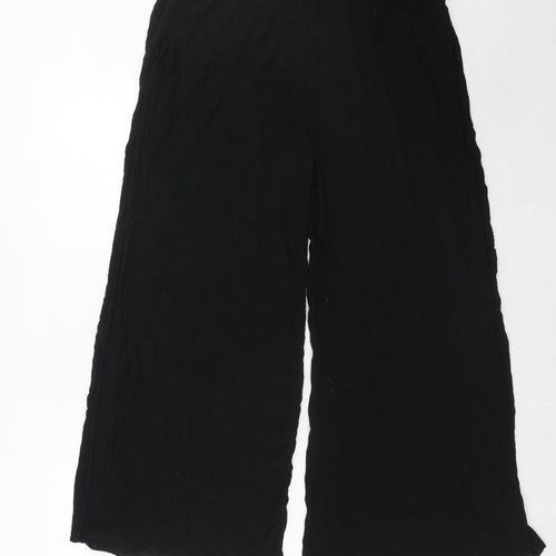 M&Co Womens Black Viscose Trousers Size 16 Regular Tie