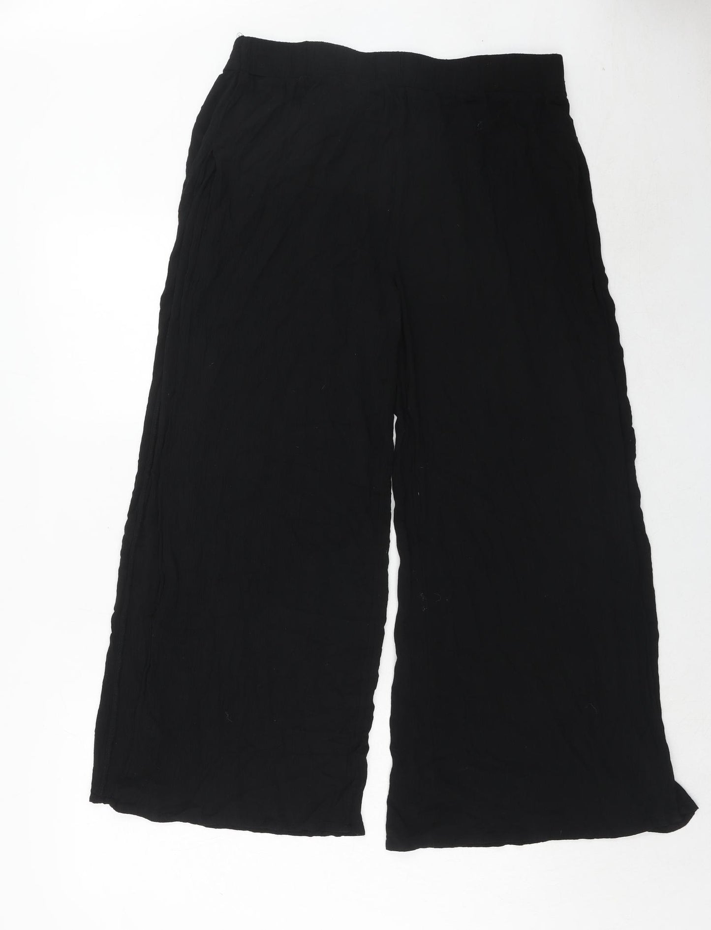 M&Co Womens Black Viscose Trousers Size 16 Regular Tie
