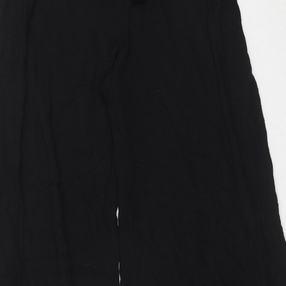 M&Co Womens Black Viscose Trousers Size 16 Regular Tie