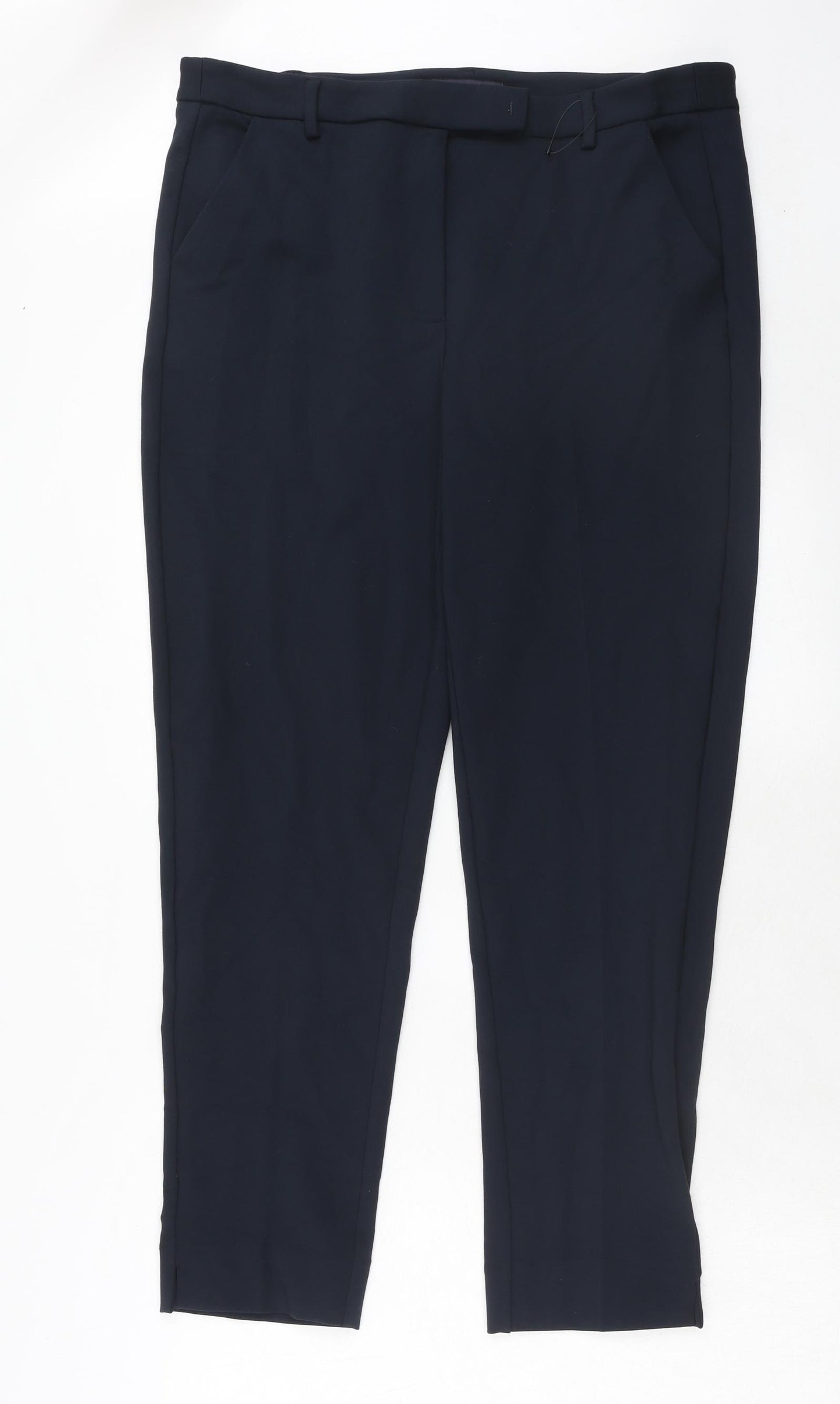 Marks and Spencer Womens Blue Viscose Trousers Size 18 Regular Hook & Eye