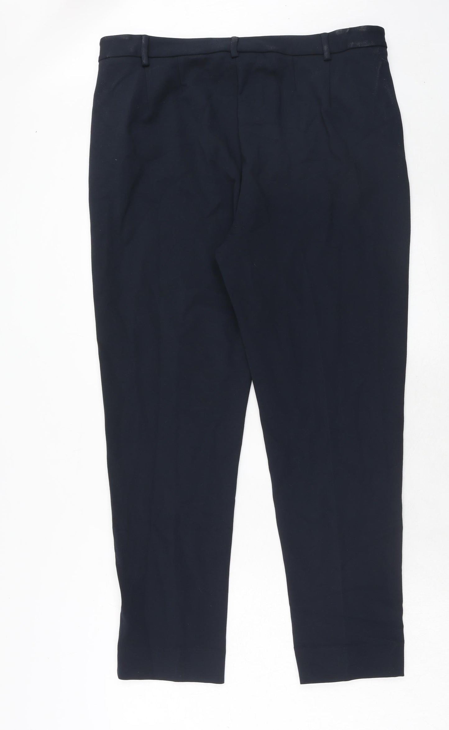 Marks and Spencer Womens Blue Viscose Trousers Size 18 Regular Hook & Eye