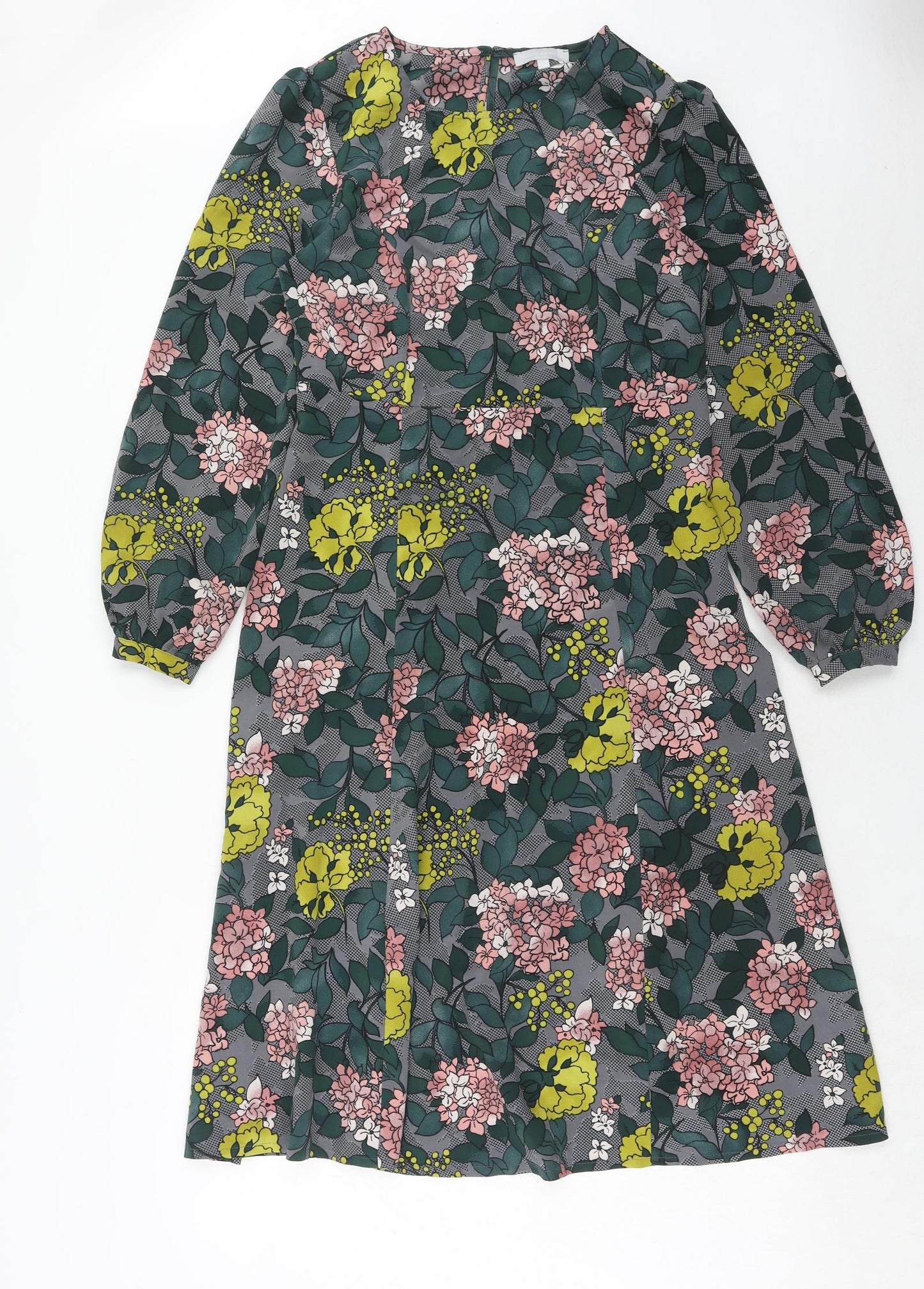 Red Herring Womens Multicoloured Floral Polyester Trapeze & Swing Size 12 Round Neck Zip