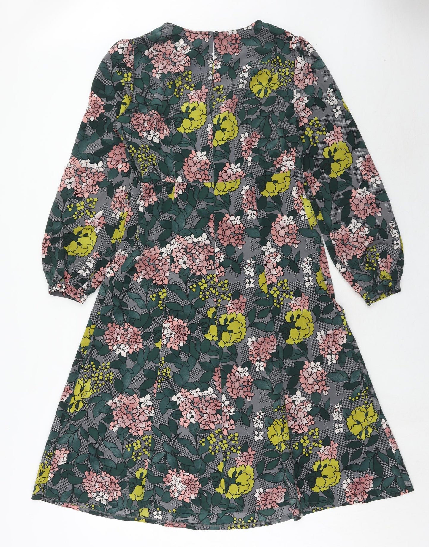 Red Herring Womens Multicoloured Floral Polyester Trapeze & Swing Size 12 Round Neck Zip