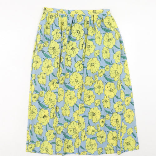 Louche Womens Yellow Floral Polyester Swing Skirt Size 10 Zip