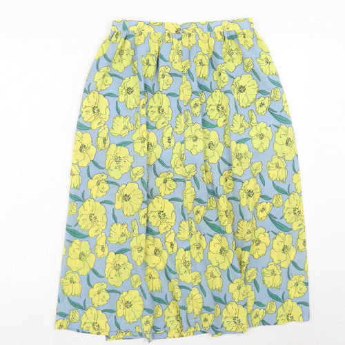 Louche Womens Yellow Floral Polyester Swing Skirt Size 10 Zip
