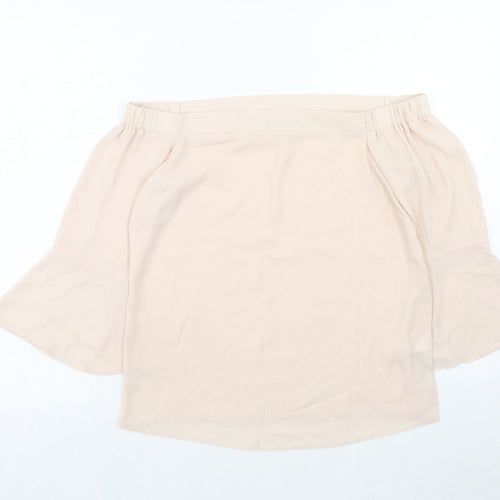 Dorothy Perkins Womens Pink Polyester Basic Blouse Size 8 Off the Shoulder