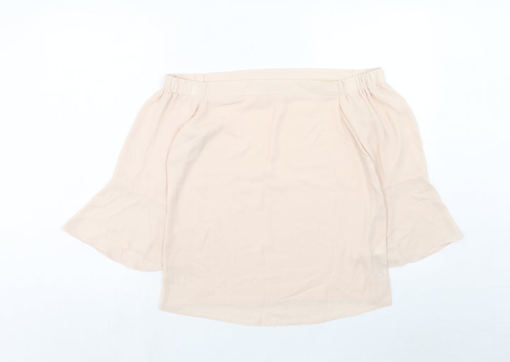 Dorothy Perkins Womens Pink Polyester Basic Blouse Size 8 Off the Shoulder