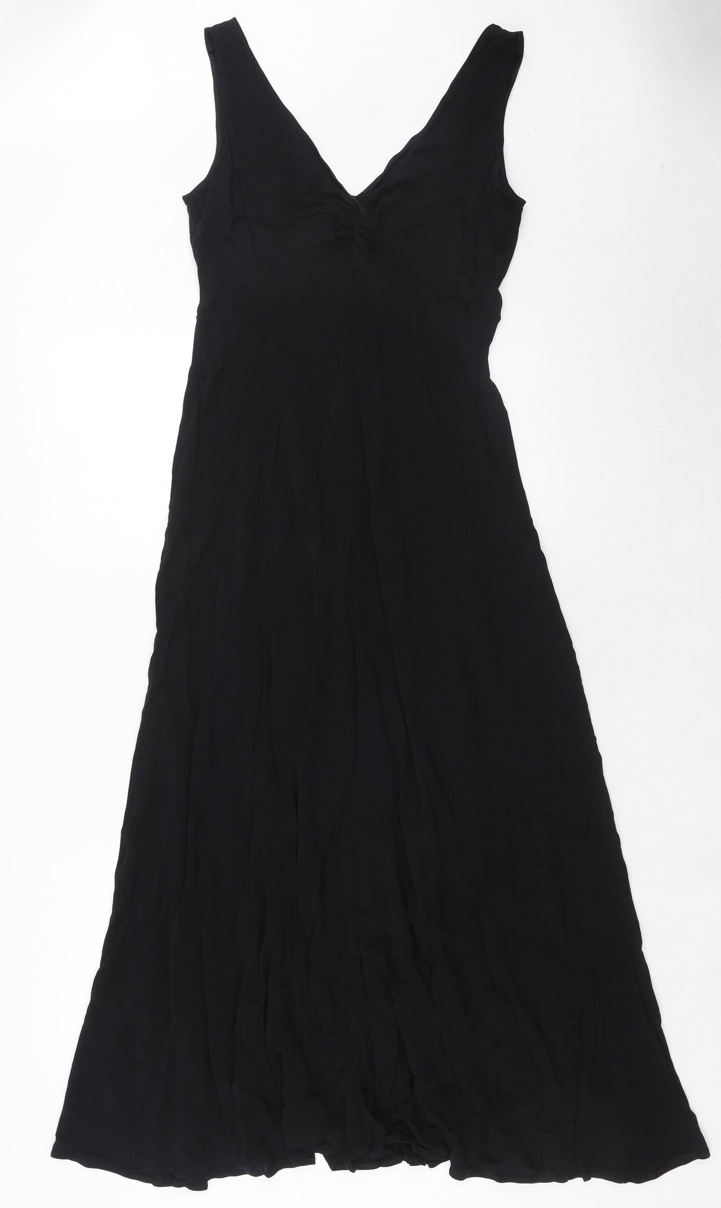 Monsoon Womens Black Viscose Maxi Size 16 V-Neck Pullover