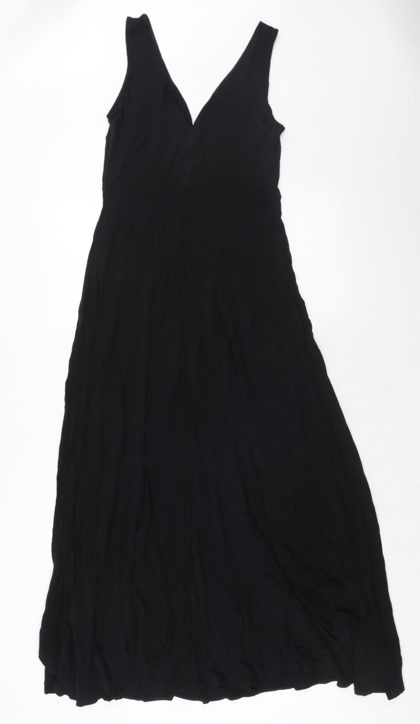 Monsoon Womens Black Viscose Maxi Size 16 V-Neck Pullover