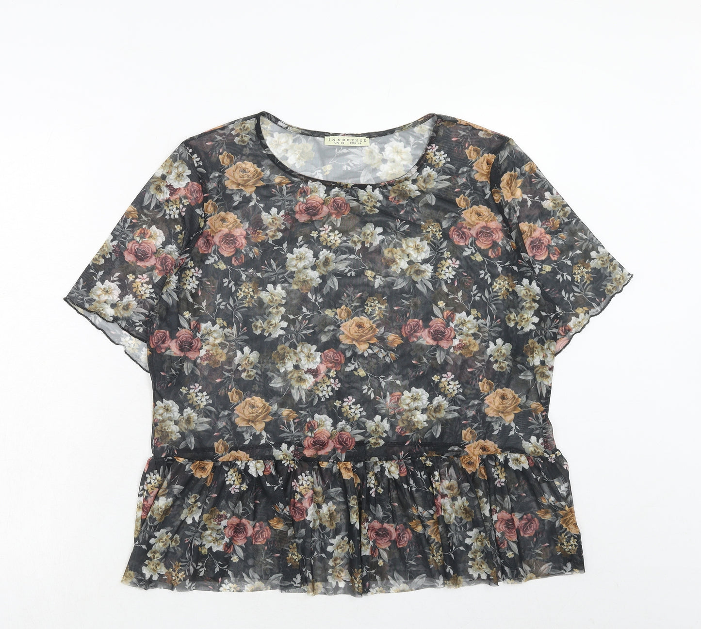 Innocence Womens Multicoloured Floral Polyester Basic Blouse Size 16 Round Neck