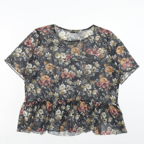 Innocence Womens Multicoloured Floral Polyester Basic Blouse Size 16 Round Neck