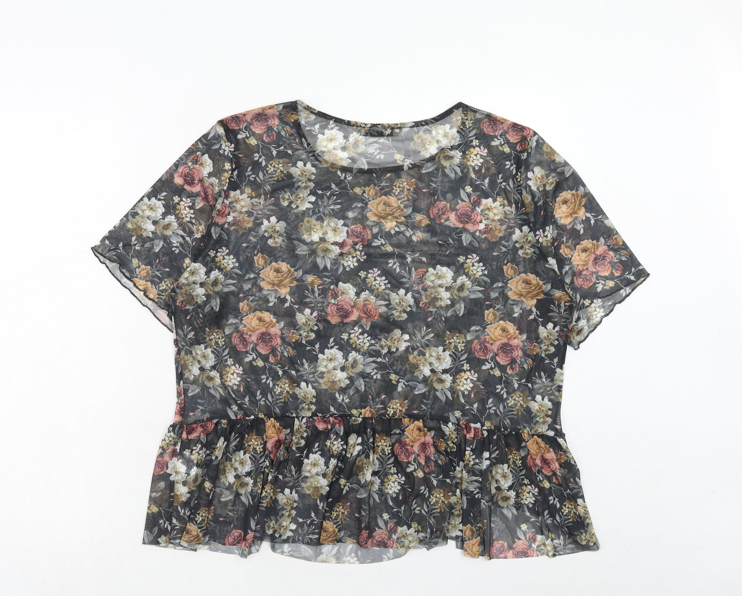 Innocence Womens Multicoloured Floral Polyester Basic Blouse Size 16 Round Neck