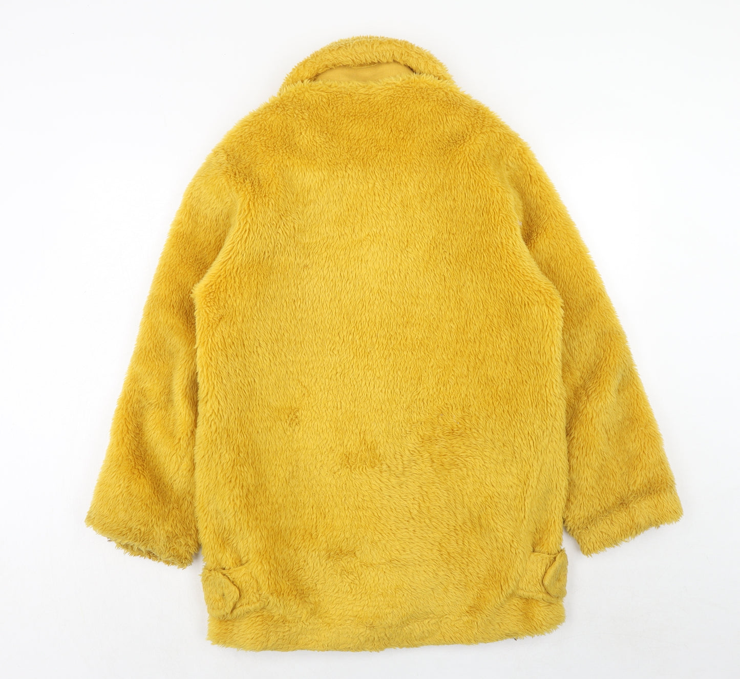 Monki Womens Yellow Overcoat Coat Size S Zip - Teddy Bear Style