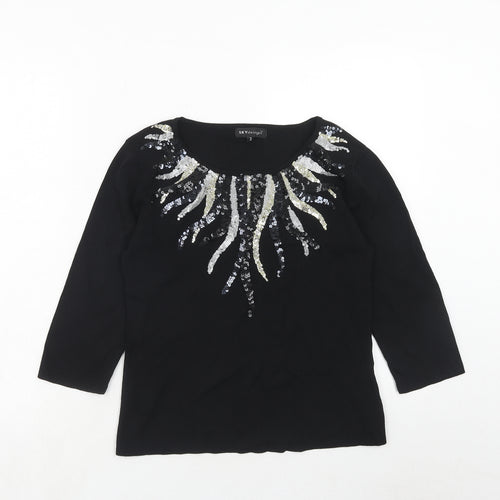 Sky Design Womens Black Round Neck Viscose Pullover Jumper Size S