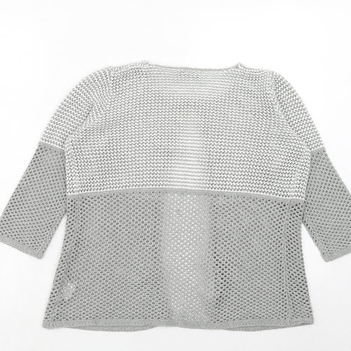 Claudia C Womens Grey Round Neck Acrylic Cardigan Jumper Size S