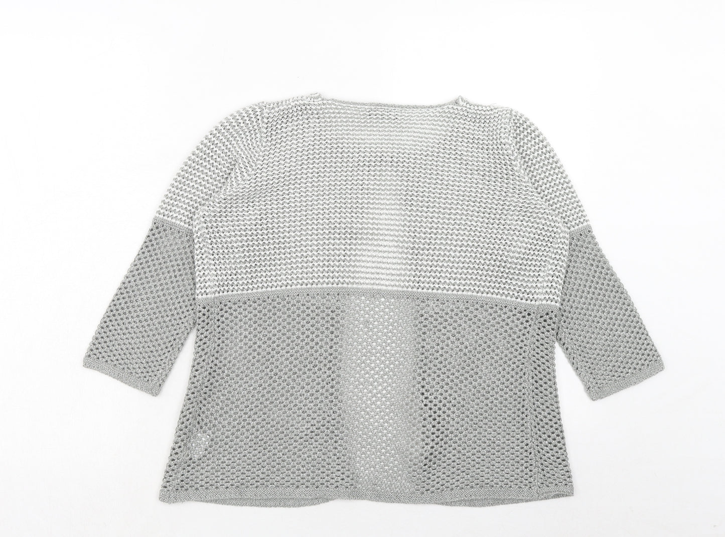 Claudia C Womens Grey Round Neck Acrylic Cardigan Jumper Size S
