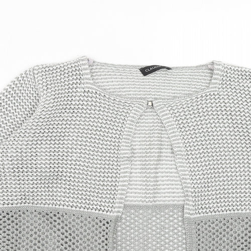 Claudia C Womens Grey Round Neck Acrylic Cardigan Jumper Size S