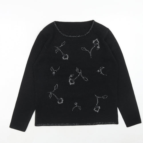 Marks and Spencer Womens Black Roll Neck Acrylic Pullover Jumper Size 10