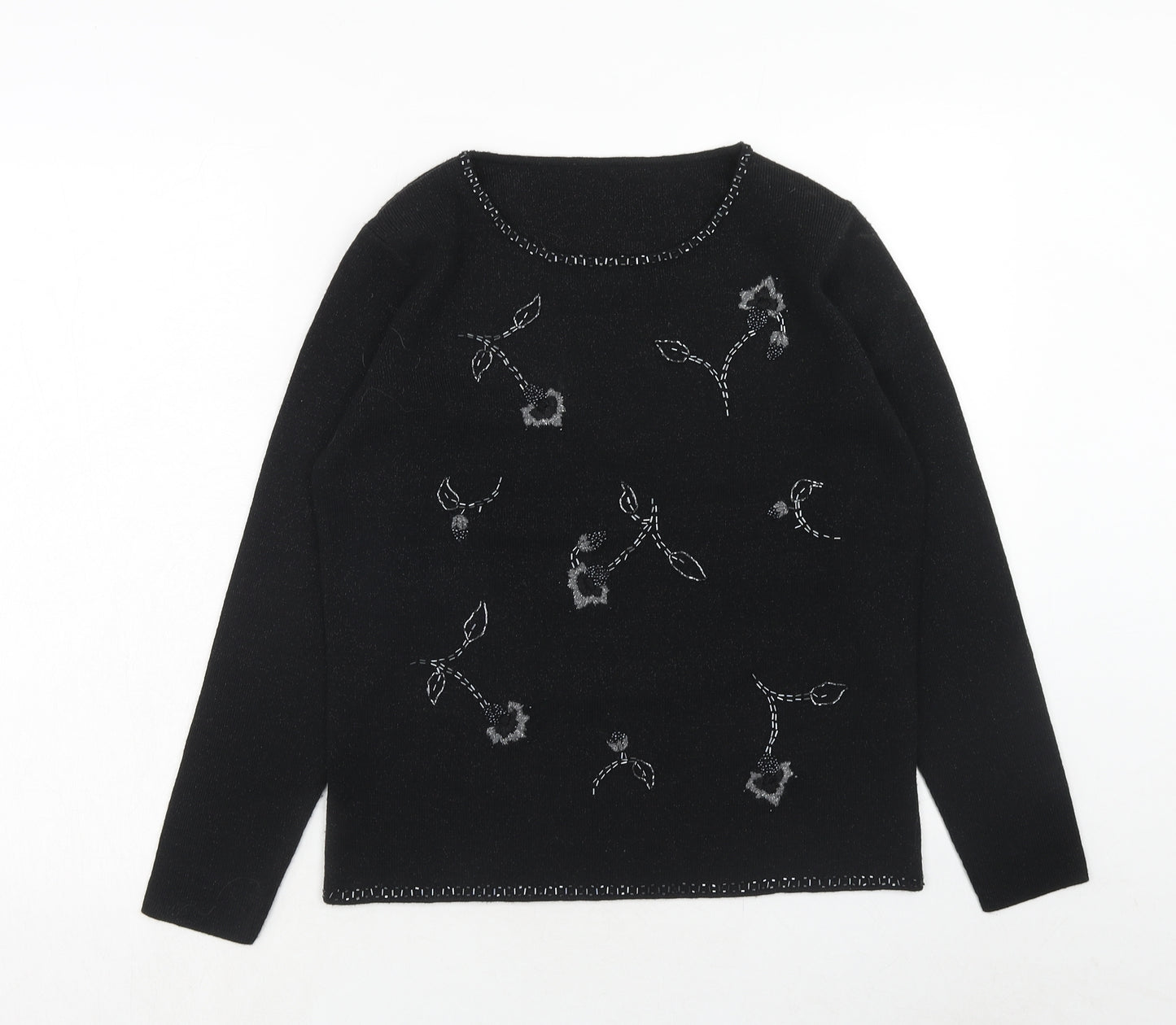 Marks and Spencer Womens Black Roll Neck Acrylic Pullover Jumper Size 10