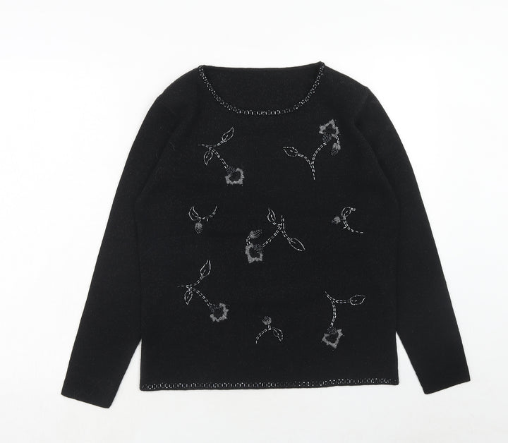 Marks and Spencer Womens Black Roll Neck Acrylic Pullover Jumper Size 10