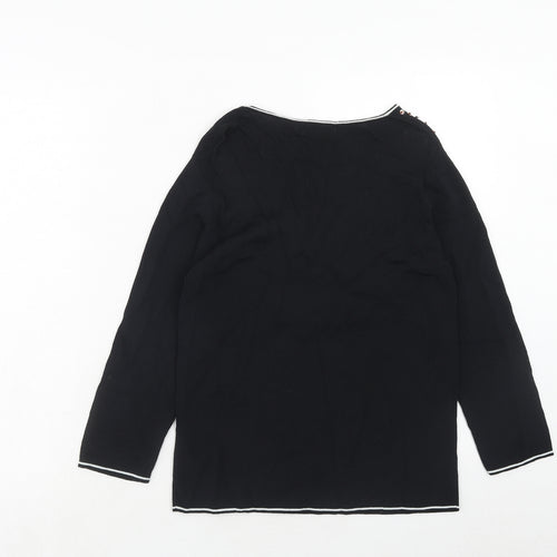 Eternal Womens Black Round Neck Viscose Pullover Jumper Size 10