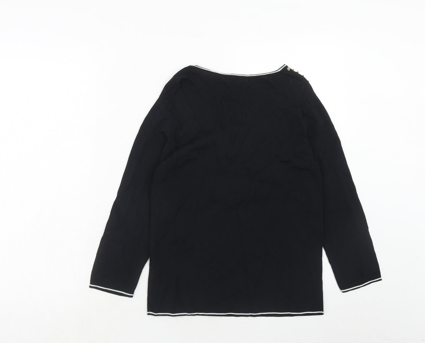 Eternal Womens Black Round Neck Viscose Pullover Jumper Size 10