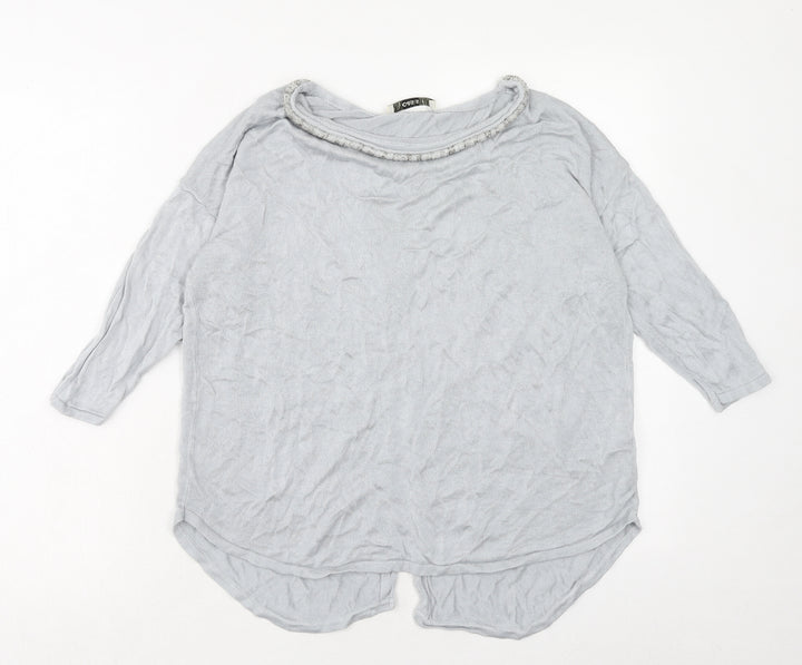 Oasis Womens Blue Boat Neck Viscose Pullover Jumper Size M