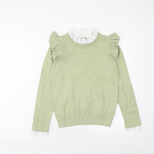 QED London Womens Green High Neck Viscose Pullover Jumper Size S