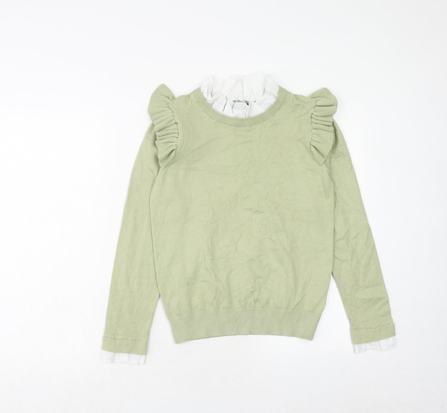 QED London Womens Green High Neck Viscose Pullover Jumper Size S