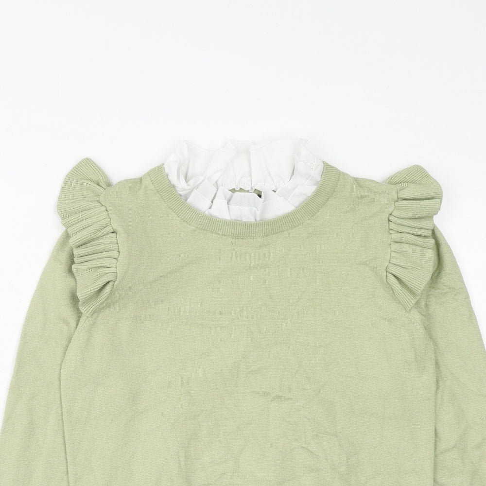 QED London Womens Green High Neck Viscose Pullover Jumper Size S