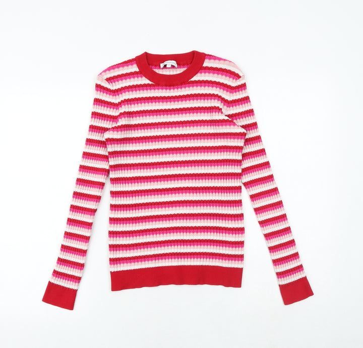Warehouse Womens Multicoloured Round Neck Striped Viscose Pullover Jumper Size 16
