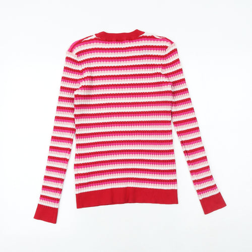 Warehouse Womens Multicoloured Round Neck Striped Viscose Pullover Jumper Size 16
