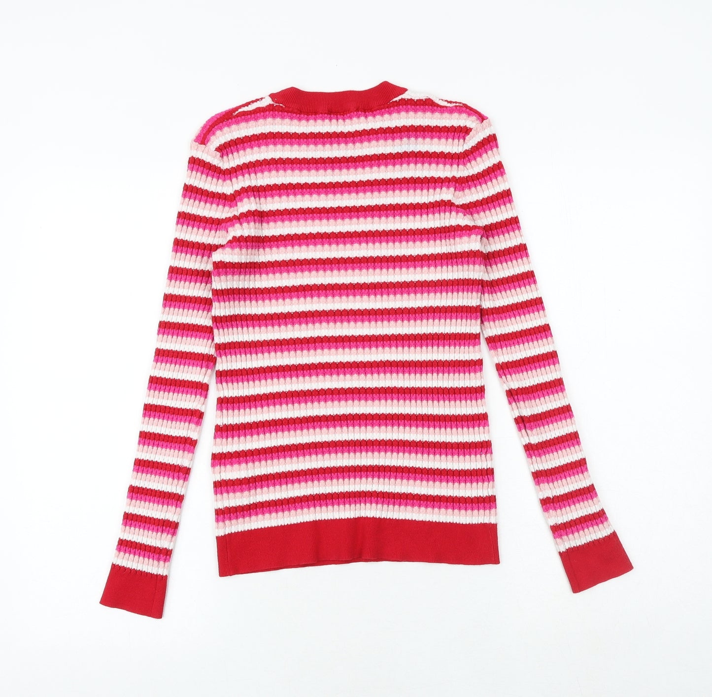 Warehouse Womens Multicoloured Round Neck Striped Viscose Pullover Jumper Size 16