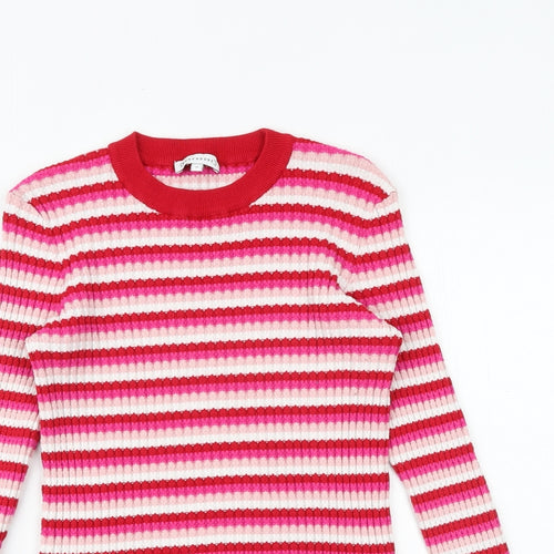 Warehouse Womens Multicoloured Round Neck Striped Viscose Pullover Jumper Size 16