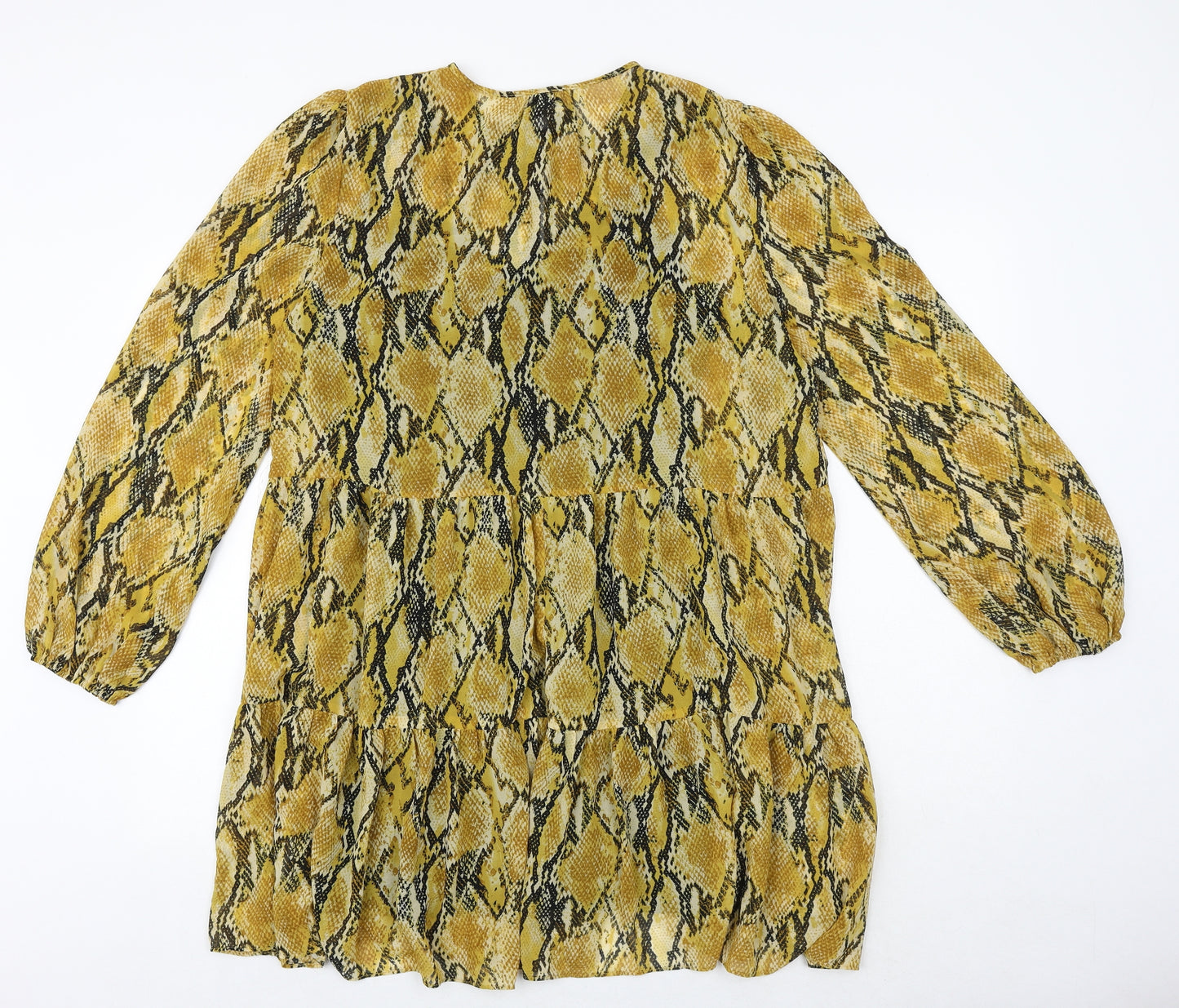 River Island Womens Yellow Animal Print Polyester A-Line Size 14 Round Neck Tie - Snake Print