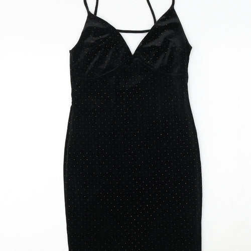 River Island Womens Black Polyester Mini Size 8 V-Neck Pullover