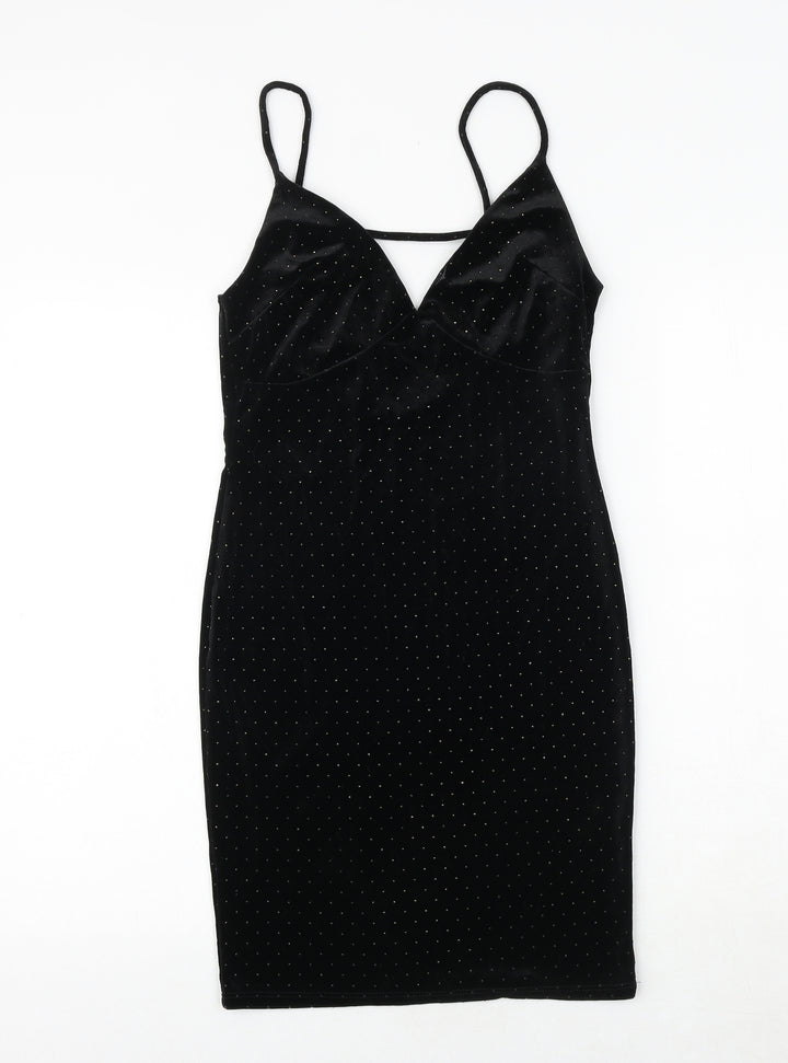 River Island Womens Black Polyester Mini Size 8 V-Neck Pullover