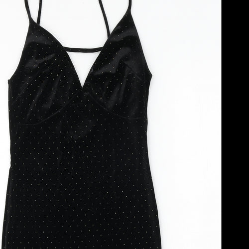 River Island Womens Black Polyester Mini Size 8 V-Neck Pullover