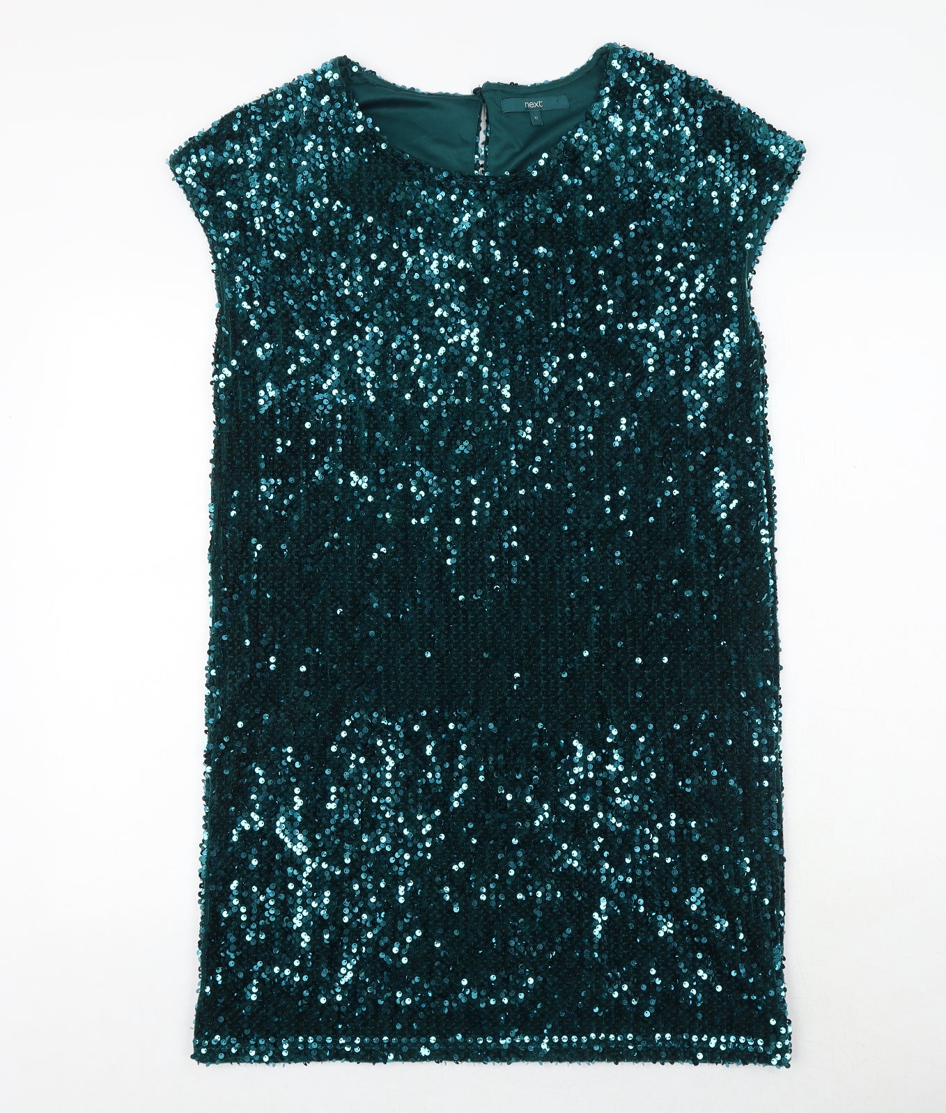 NEXT Womens Green Polyester Shift Size 12 Boat Neck Button
