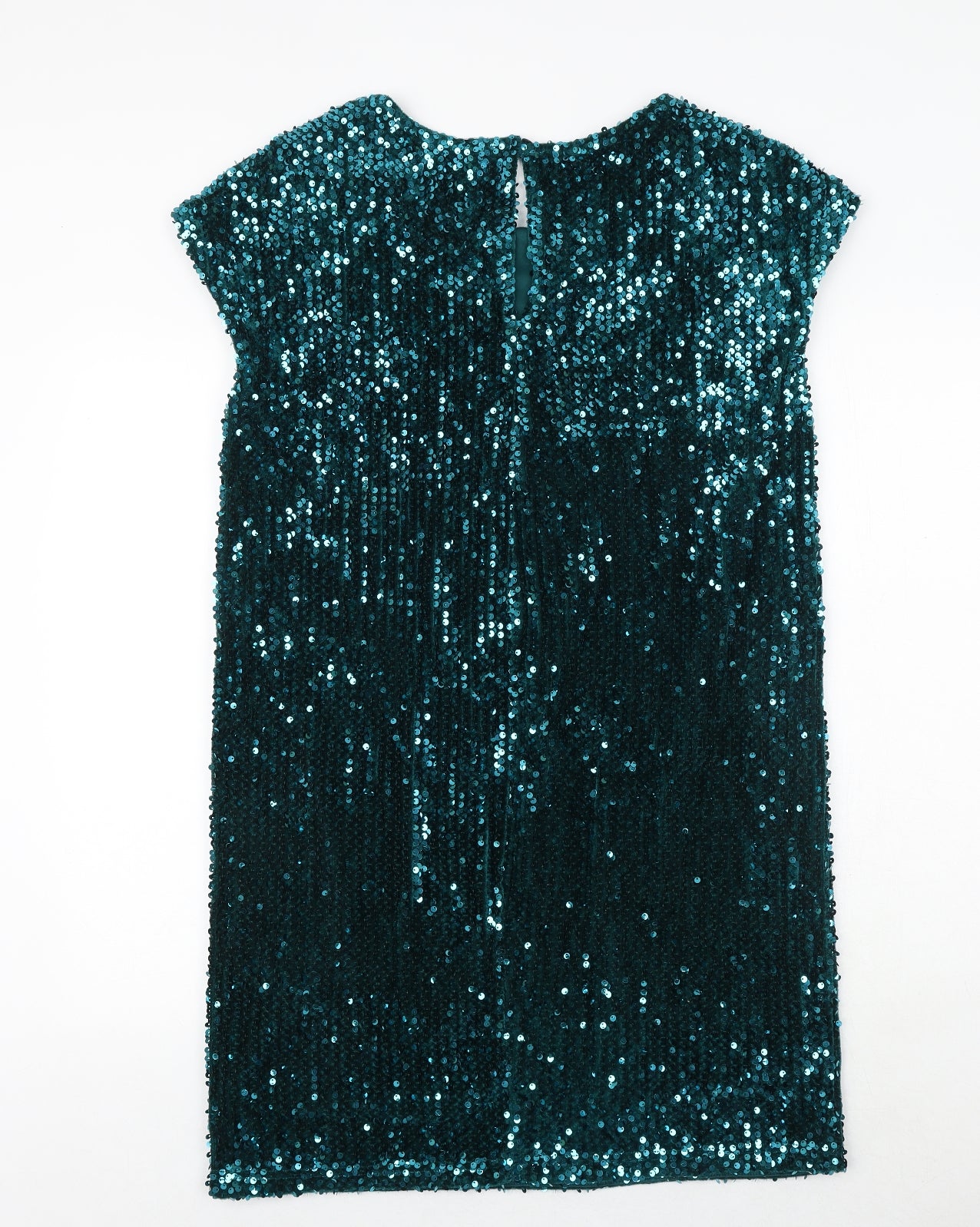 NEXT Womens Green Polyester Shift Size 12 Boat Neck Button