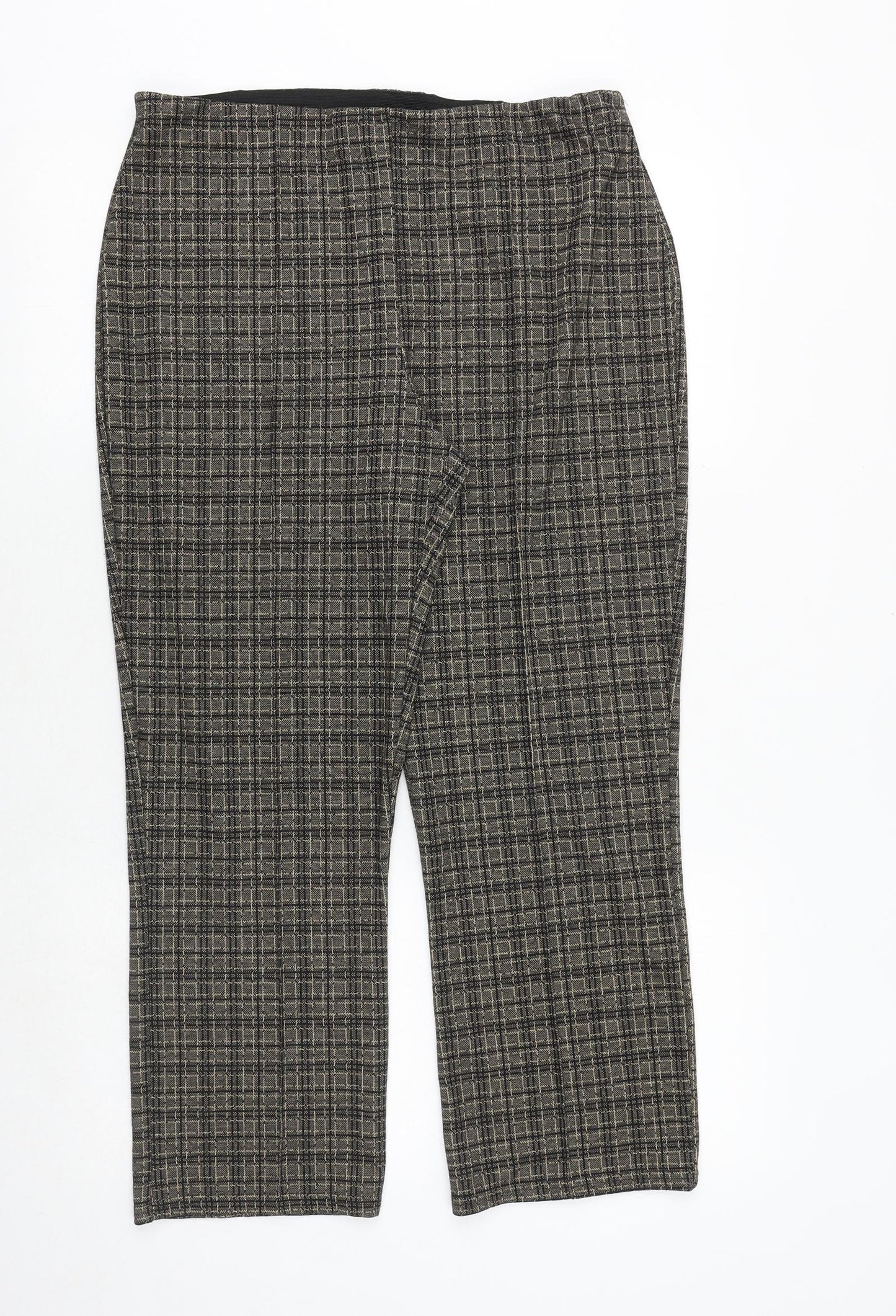 Bonmarché Womens Grey Plaid Polyester Trousers Size 14 Regular