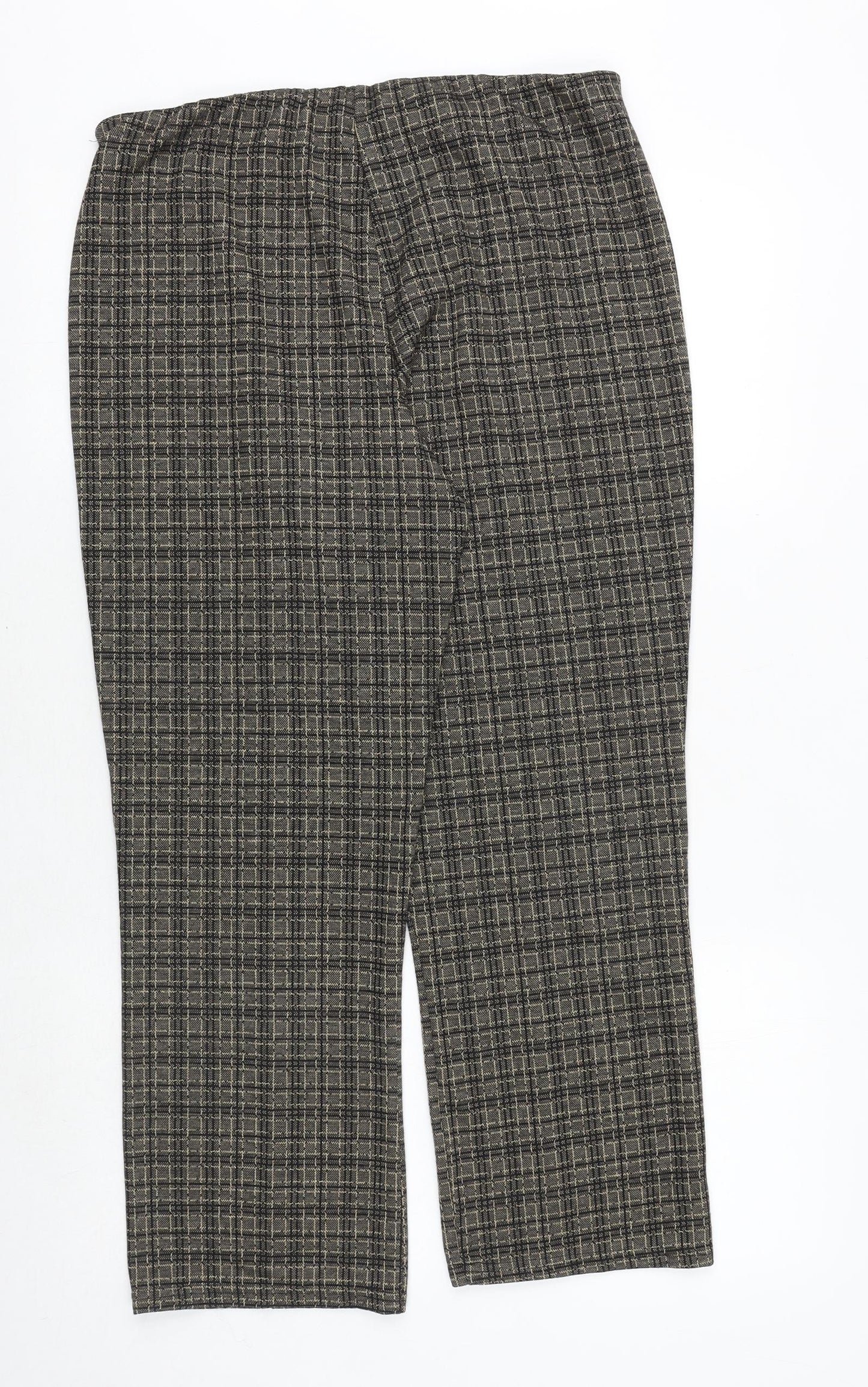 Bonmarché Womens Grey Plaid Polyester Trousers Size 14 Regular