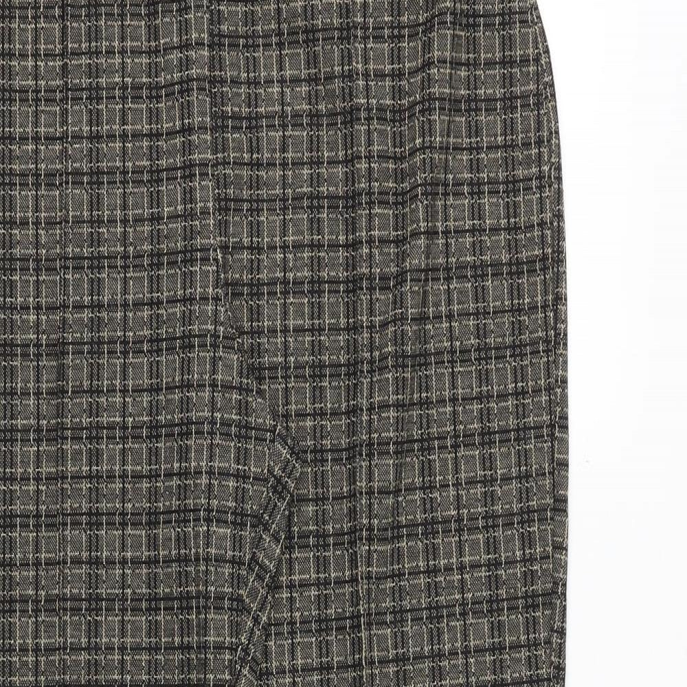 Bonmarché Womens Grey Plaid Polyester Trousers Size 14 Regular