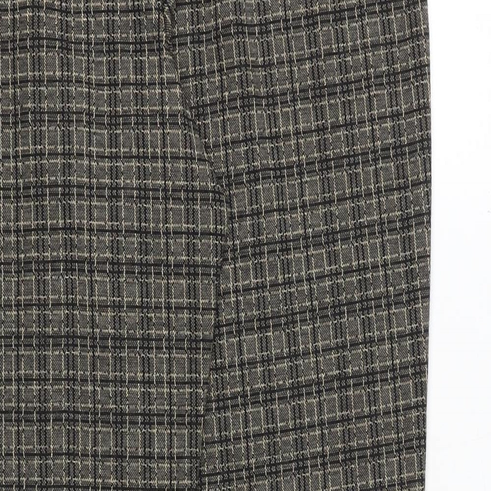 Bonmarché Womens Grey Plaid Polyester Trousers Size 14 Regular