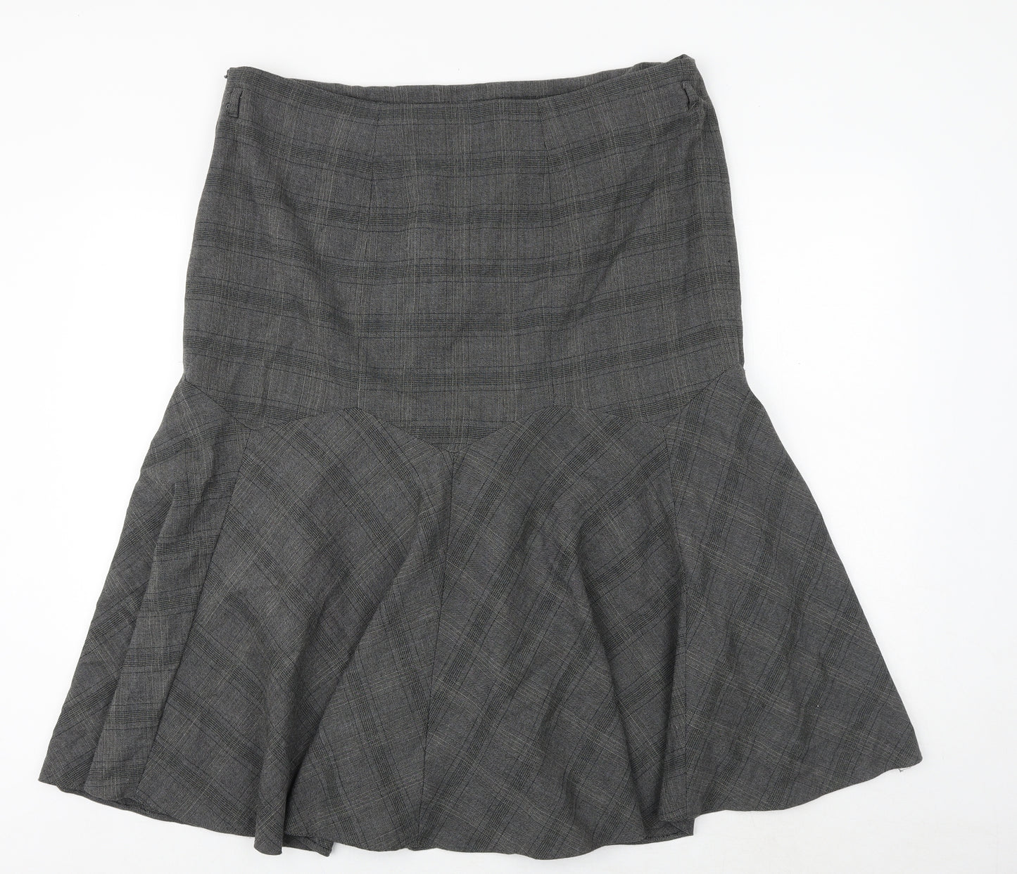 BHS Womens Grey Plaid Polyester Trumpet Skirt Size 18 Zip