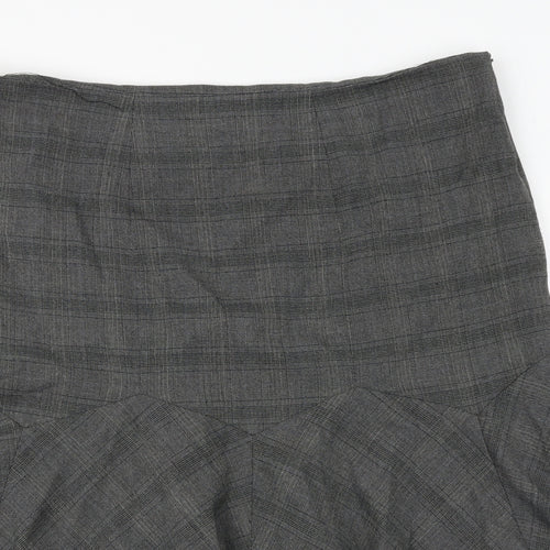 BHS Womens Grey Plaid Polyester Trumpet Skirt Size 18 Zip